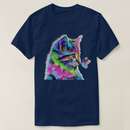 T-shirt chats et papillon couleur graphique amoureux des c (Design devant)