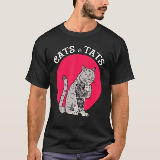 T-shirt Chats Et Tats T Chemise Chat Tatouage Tee - shirt  (Devant)