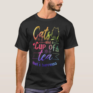 T-shirt Chats et une tasse de thé qui est Happiness Chat