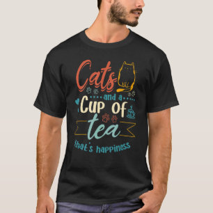 T-shirt Chats et une tasse de thé qui est Happiness Tea Ca
