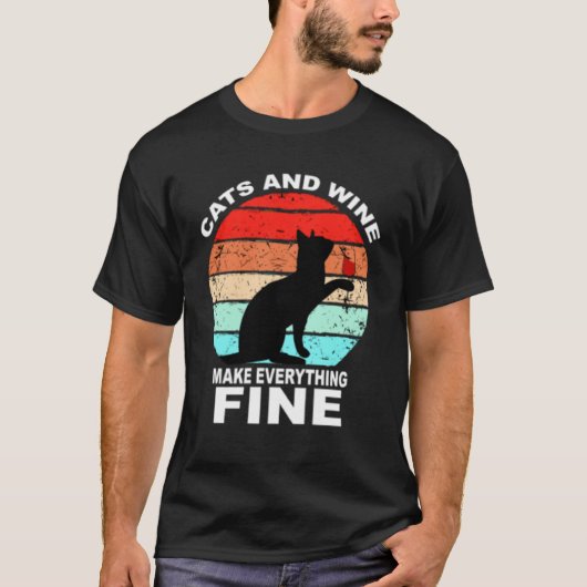 T-shirt Chats Et Vins Font Tout Le Bien Chats Vin Vin (Devant)