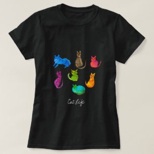 T-shirt Chats fous colorés en aquarelle
