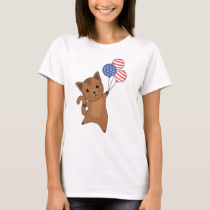 T-shirt Chats Funny Chat 4 juillet drapeau américain
