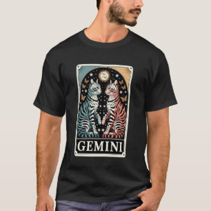 T-shirt Chats Gémeaux Zodiaque Jumeaux Papillon Étoiles Ma