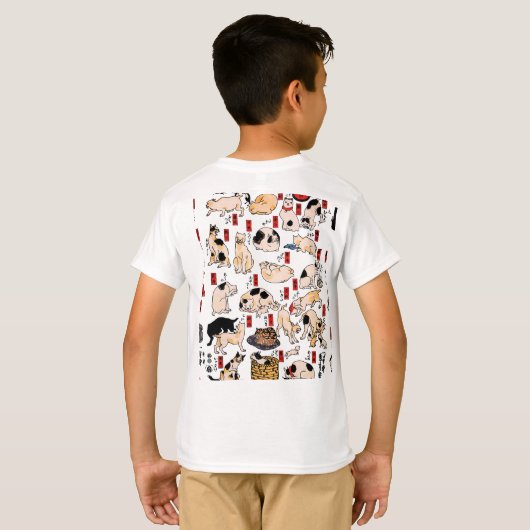 T-shirt chats japonais Ukiyo-e Funny kitty (Dos entier)