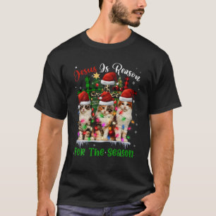 T-shirt Chats Jésus Est La Raison De La Saison Noël Vilain