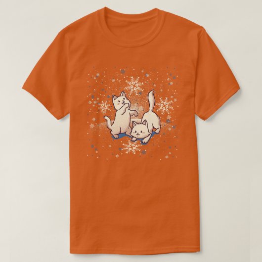 T-shirt Chats jouant avec des flocons de neige par Tobe Fo (Design devant)