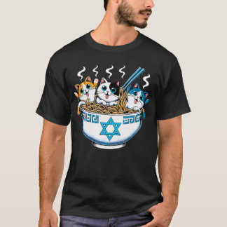 T-shirt Chats juifs Ramen Chatons Anime Hanukkah Chanuka