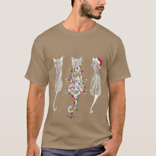 T-shirt Chats Kitten Tatouage Reinder lumières de Noël Arb