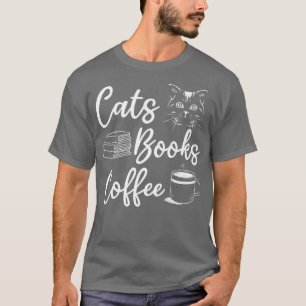T-shirt Chats Livres Café I Book Lover Bookworm Amoureux d