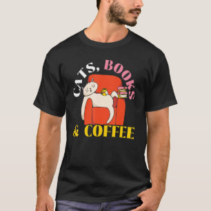 T-shirt Chats Livres Et Café Boire Café Caféine Bookaholic