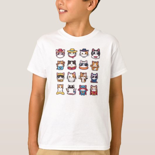 T-Shirt Chats mignons avec lunettes (Devant)