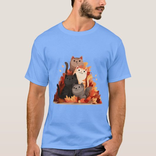 T-shirt Chats mignons dans feuilles garçon (Devant)