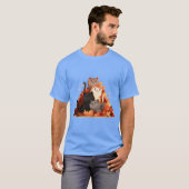 T-shirt Chats mignons dans feuilles garçon (Devant entier)