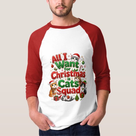 T-shirt Chats mignons de Noël Équipe de conception de vaca (Devant)