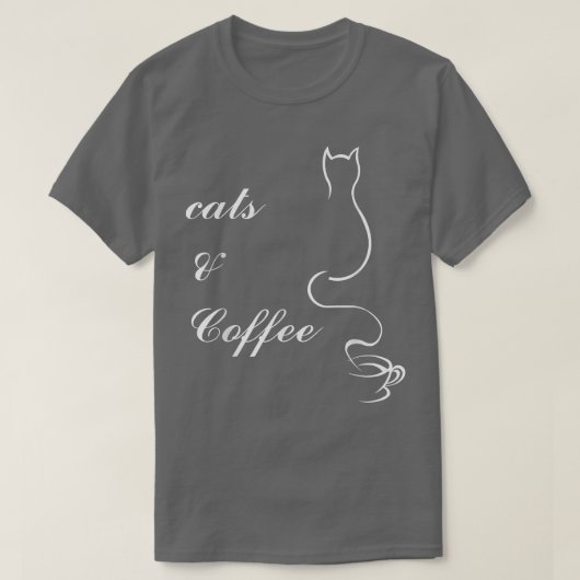 T-shirt Chats mignons et T de café (Design devant)