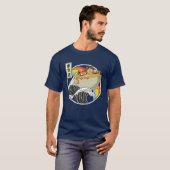 T-shirt Chats mignons mangeant Ramen Kanagawa Vague Arc-en (Devant entier)