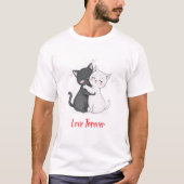 T-shirt Chats mignons s'étreignant avec des cœurs (Devant)