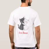 T-shirt Chats mignons s'étreignant avec des cœurs (Dos)