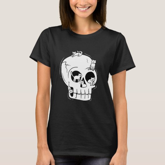 T-shirt Chats mignons sur crâne (Devant)