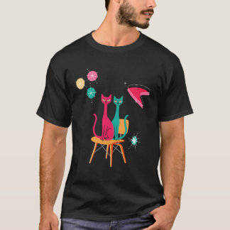 T-shirt Chats Moderne du Milieu du Siècle Décor Midcentury