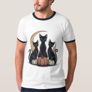 T-shirt Chats noirs Citrouille Lune Whimsigothique Hallowe