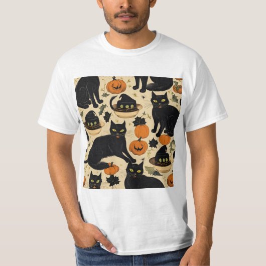 T-shirt chats noirs halloween cadeaux d'horreur drôle boo (Devant)