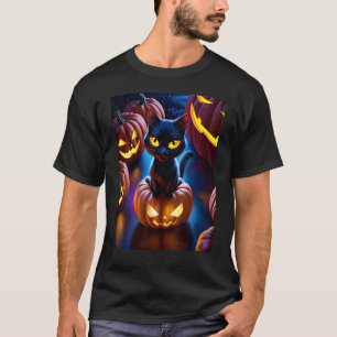 T-shirt Chats noirs Halloween - Chat d'Halloween sur Jacko
