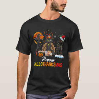 T-shirt Chats noirs Halloween Joyeux Noël Heureux Halloth