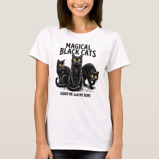 T-shirt Chats noirs magiques (Devant)