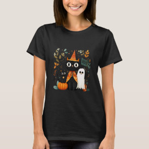 T-shirt Chats noirs mignons et amis fantômes Fantaisie Hal