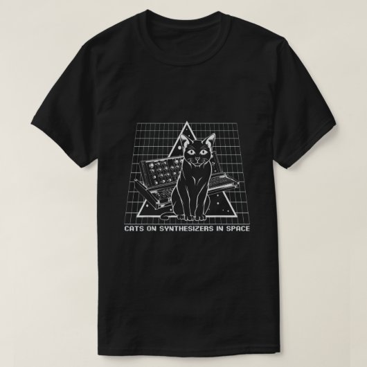 T-shirt Chats Noirs Sur Synthétiseurs Dans L'Espace (Design devant)