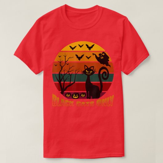 T-shirt Chats noirs vintages Citrouilles (Design devant)