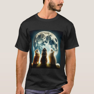 T-shirt Chats observant les étoiles avec Lune et Étoiles C