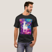 T-shirt Chats Oeil Laser Dans L'Espace Llama Chat Mangeant (Devant entier)