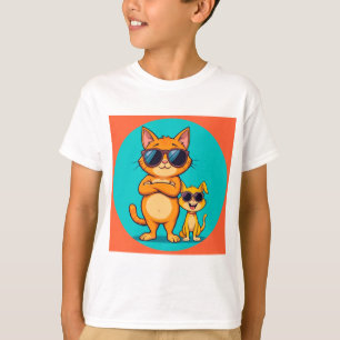 T-shirt Chats oranges cool avec des lunettes de soleil mon