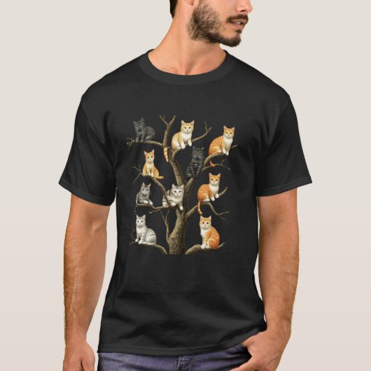 T-shirt Chats Petits Chats Sur Un Arbre (Devant)