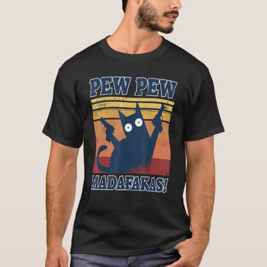 T-shirt Chats Pew Madafakas Tops Pyjamas D'été Pewpew Chat (Devant)