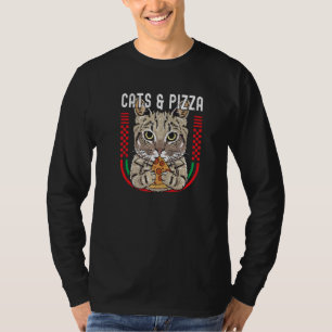 T-shirt Chats Pizza Cute Chat Manger Pizza Animal Hommes F