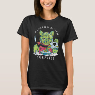 T-shirt Chats Rainbow Kitten Surprise mignonne Manger Retr
