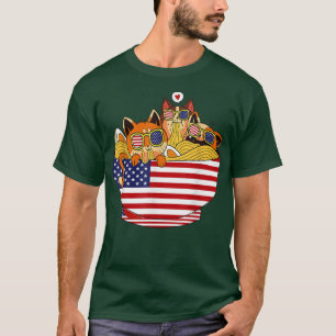 T-shirt Chats Ramen Anime Drapeau Américain Funny Chats 4e