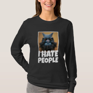 T-shirt Chats réalistes 3D grognent pour le café Je détest