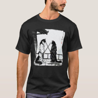 T-shirt Chats samouraïs japonais se battant vintage Ukiyo-