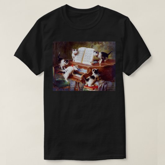 T-shirt Chats sur Piano Vintage (Design devant)