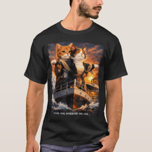 T-shirt Chats Titanic Drôle Parodie Romantique Amoureux de