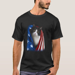 T-shirt Chats Tuxedo Chaton Drapeau Américain 4 Juillet Da