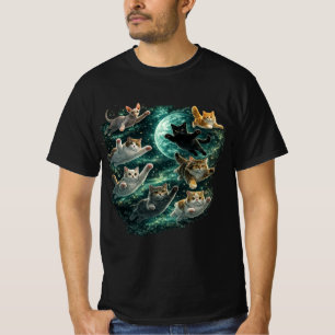 T-shirt Chats volants dans Galaxy Vintage 90 drôle Galaxy