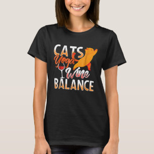 T-shirt Chats Yoga Vin Balance drôle Femmes Hommes Tee