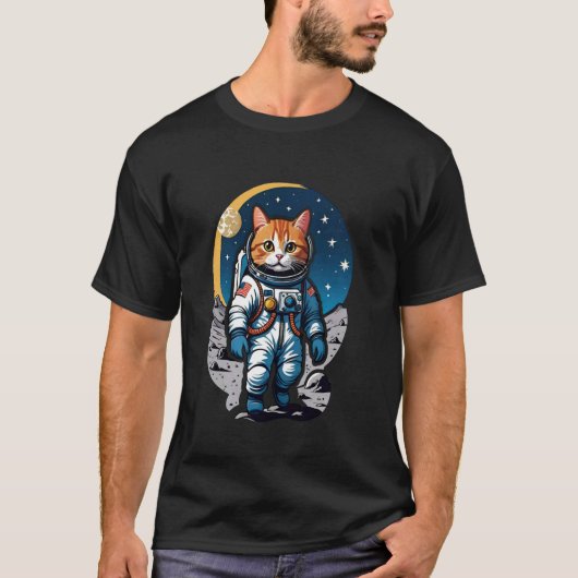 T-shirt Chatstronaute (#02) chat astronaute dans l'espace (Devant)