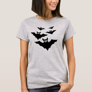 T-shirt Chatte chauves-souris halloween femme à manches lo